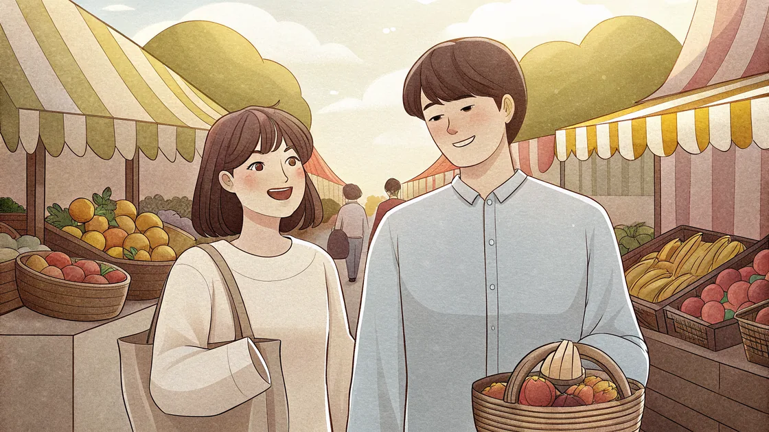 Mina et Joon au marché