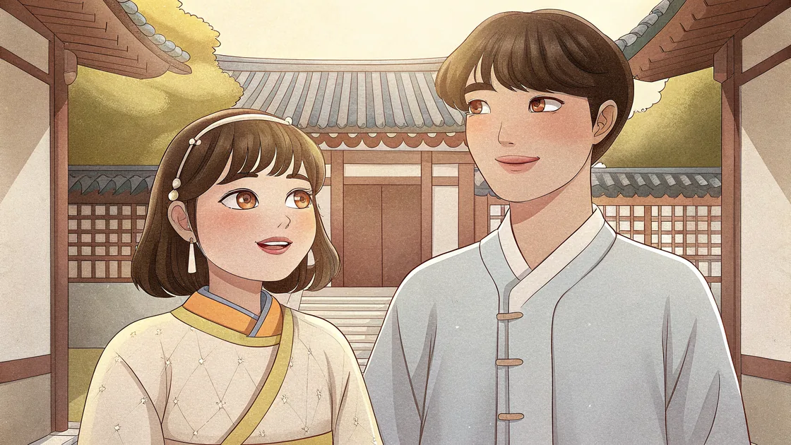 Emma et Ji-woo en hanbok au palais Gyeongbokgung