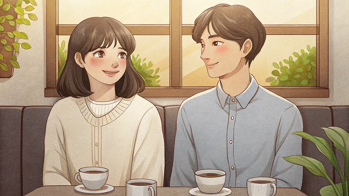 Mina et Joon dans un café de Séoul